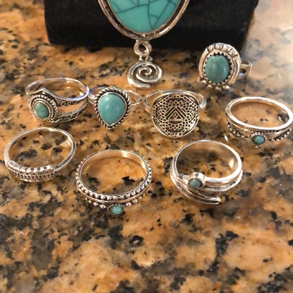 LAST 1🌟8pc Bohemian Ring Set all sz’s, Ring Set🌝 - Picture 2 of 7